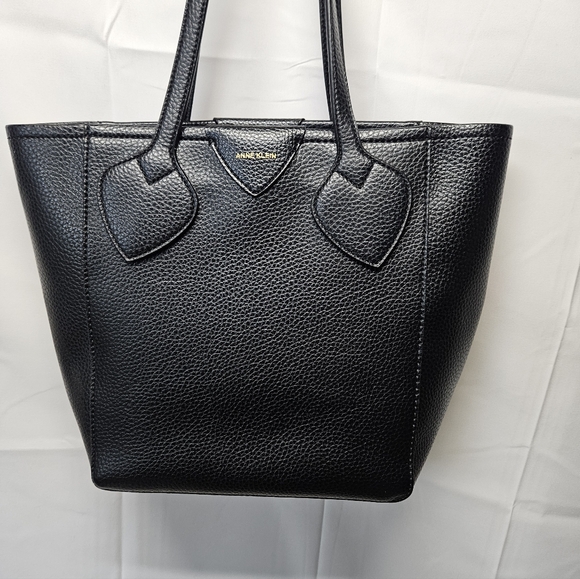 Anne Klein Vintage Black Vegan Tote Bag with Gold Accent - Picture 6 of 6